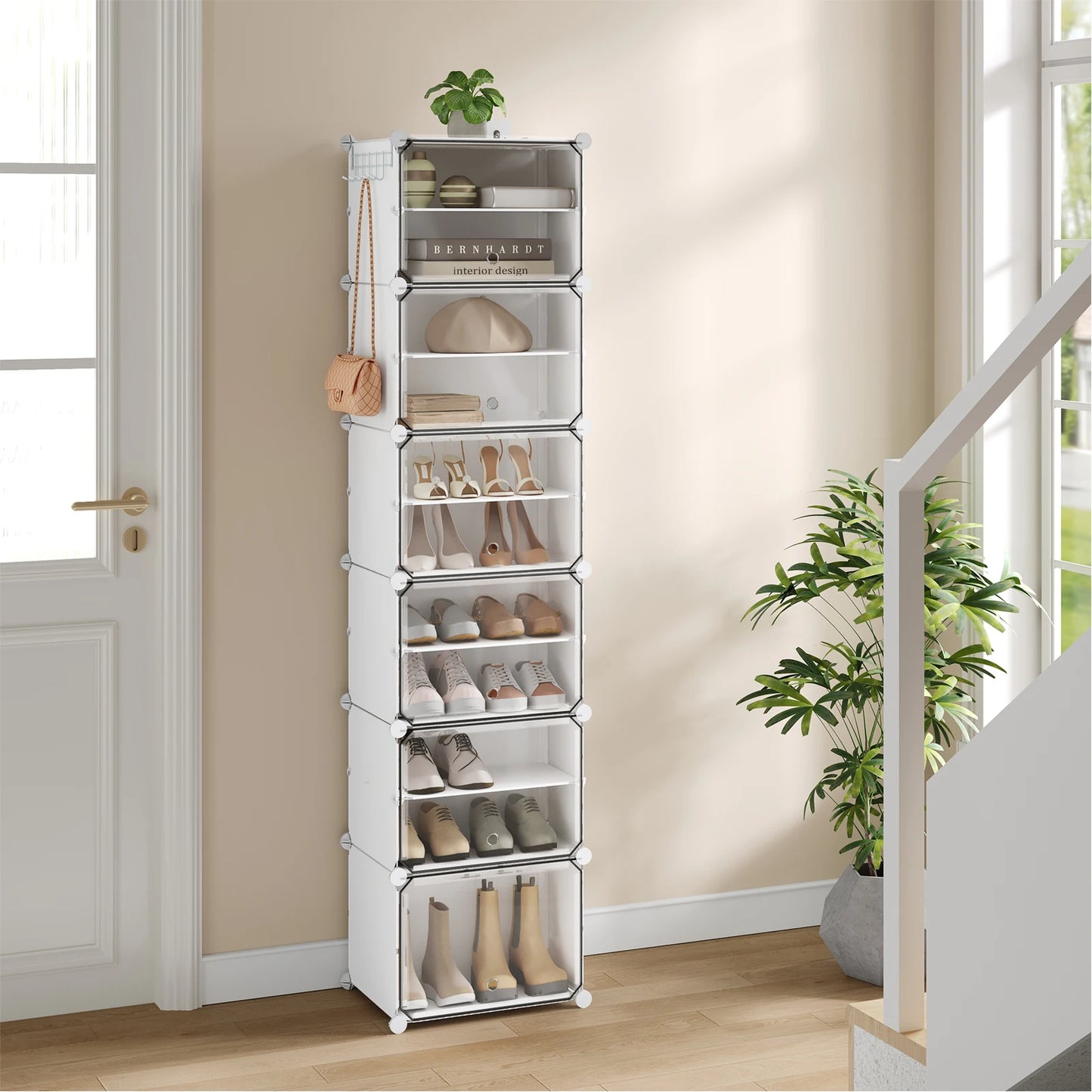 Armoire à chaussures pliable en PP transparent - Organisateur modulaire