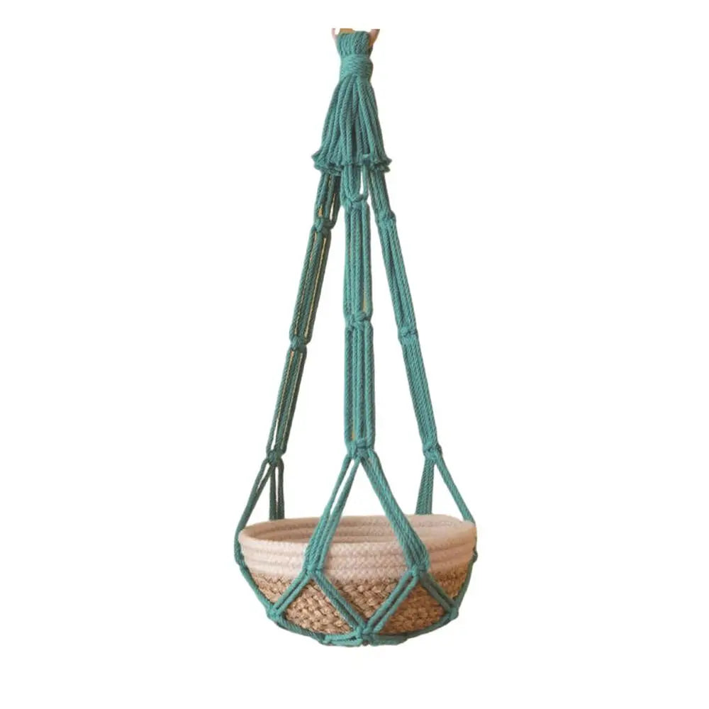 Porte-plante en macramé beige fait main pour intérieur et balcon