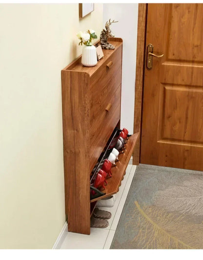 Armoire à chaussures en bois multicouche, gain de place et design pratique