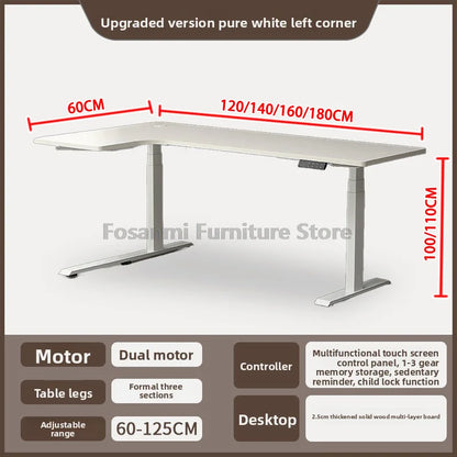 Bureau debout électrique L, réglable, moderne pour bureau et étude