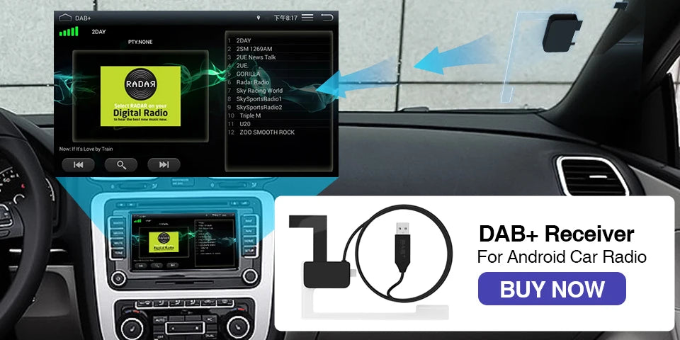 Autoradio GPS Android 13 pour VW, Skoda, Golf, Passat - 2Din