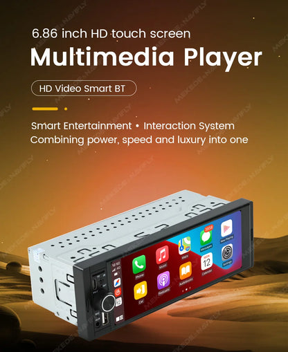 Autoradio 1Din sans fil CarPlay & Android Auto - Écran 6.86'' HD