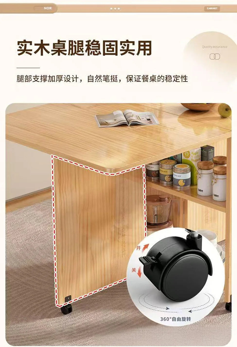 Table à Manger Pliante en Bois Massif - Table Rectangulaire Multifonction