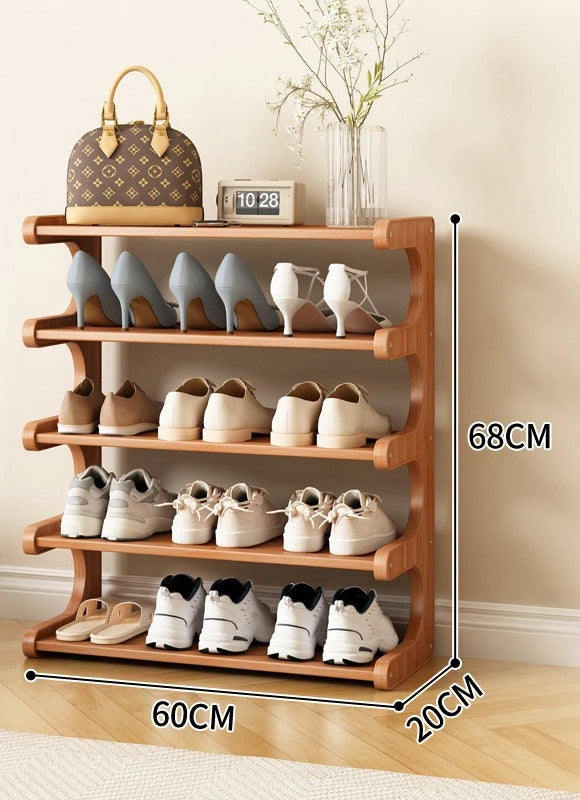 Étagère à chaussures en bois multi-niveaux pour rangement pratique
