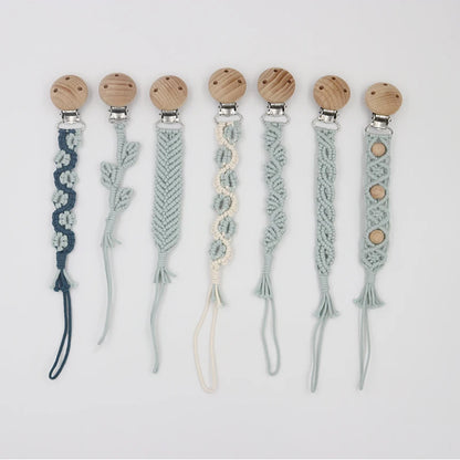 Porte-tétine en macramé et chanvre pour bébé - Tétine en coton artisanale