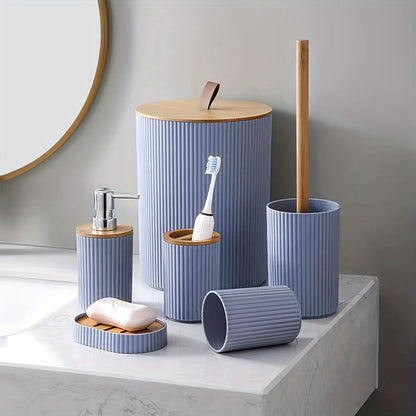 Ensemble de salle de bain moderne : porte-brosse, poubelle & plus