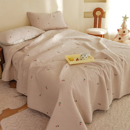 Ensemble Couvre-lit Matelassé Chic en Coton - 3 Pièces avec Taies