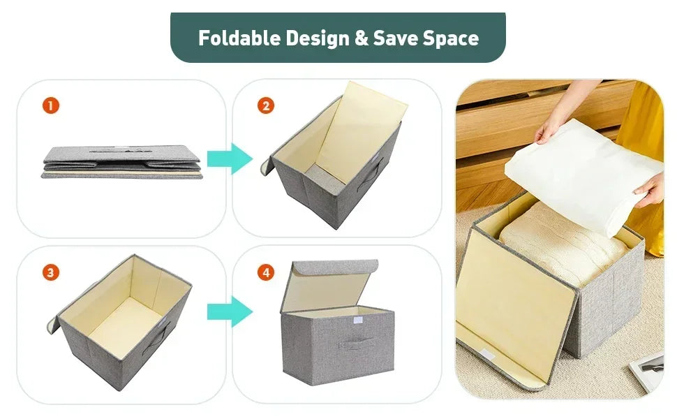 Organisateur de jouets pliant en coton et lin lavable - Panier pratique