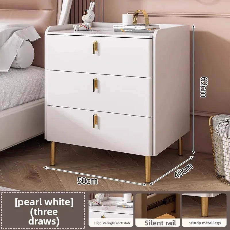 Table de chevet multifonctionnelle avec 3 tiroirs pour chambre