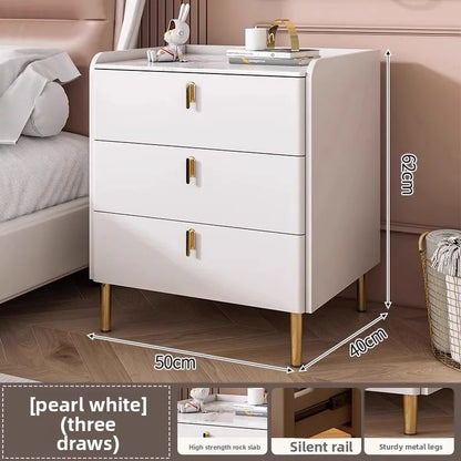 Table de chevet multifonctionnelle avec 3 tiroirs pour chambre