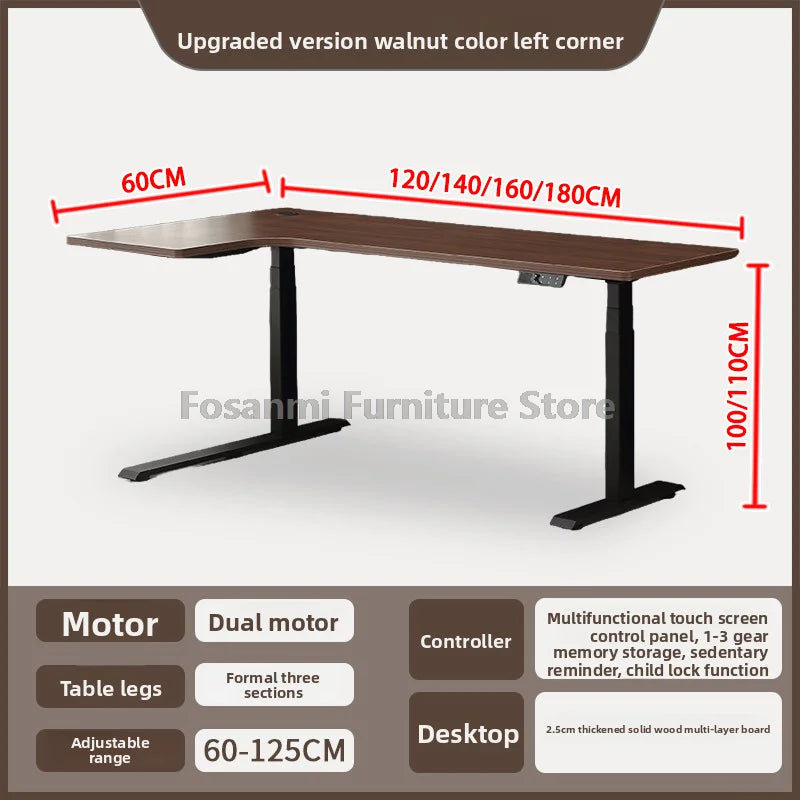 Bureau debout électrique L, réglable, moderne pour bureau et étude