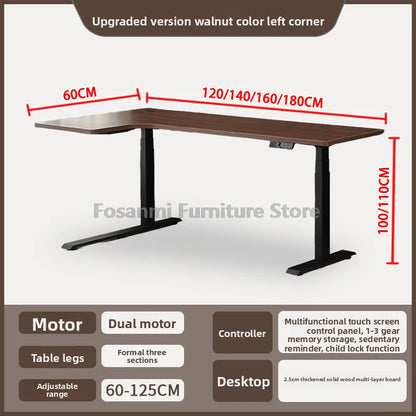 Bureau debout électrique L, réglable, moderne pour bureau et étude