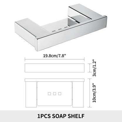 Accessoires de Salle de Bain en Acier Inoxydable - Set Étagère & Crochets