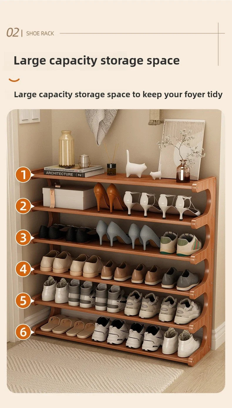 Étagère à chaussures en bois multi-niveaux pour rangement pratique