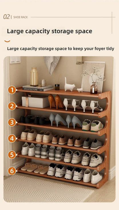 Étagère à chaussures en bois multi-niveaux pour rangement pratique