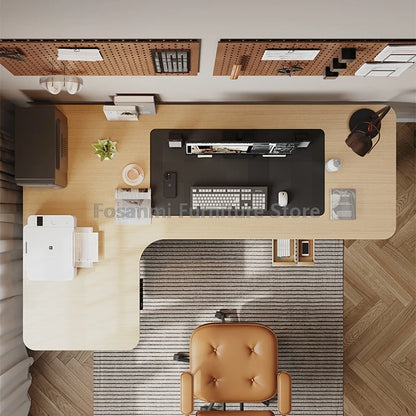 Bureau debout électrique L, réglable, moderne pour bureau et étude