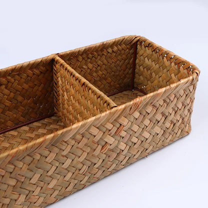 Panier de rangement tissé à la main avec couvercle - Organisateur élégant