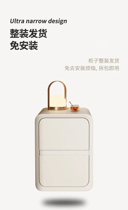 Table de chevet en bois massif avec 2 tiroirs - Design minimaliste