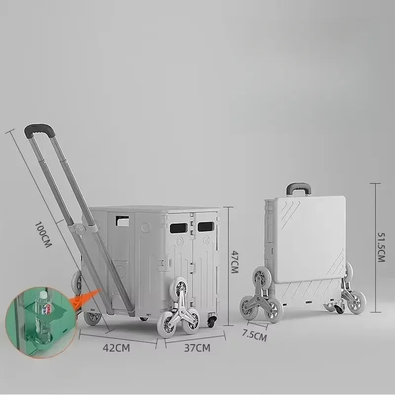 Chariot de courses pliable avec sacs – Idéal pour épicerie et pique-nique