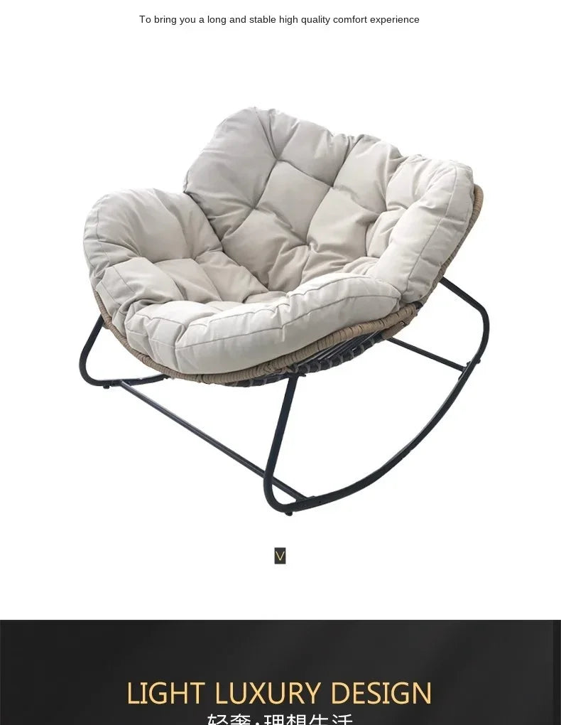 Chaise à bascule en rotin tissé - Confort paresseux pour balcon