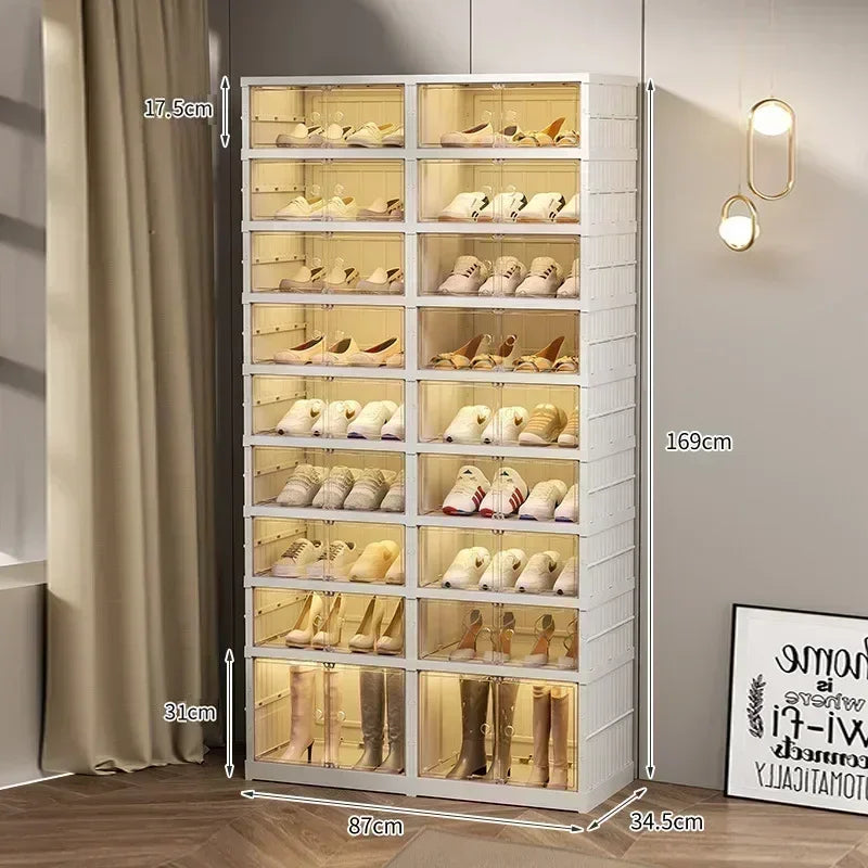 Boîte de rangement à chaussures pliable en plastique transparente