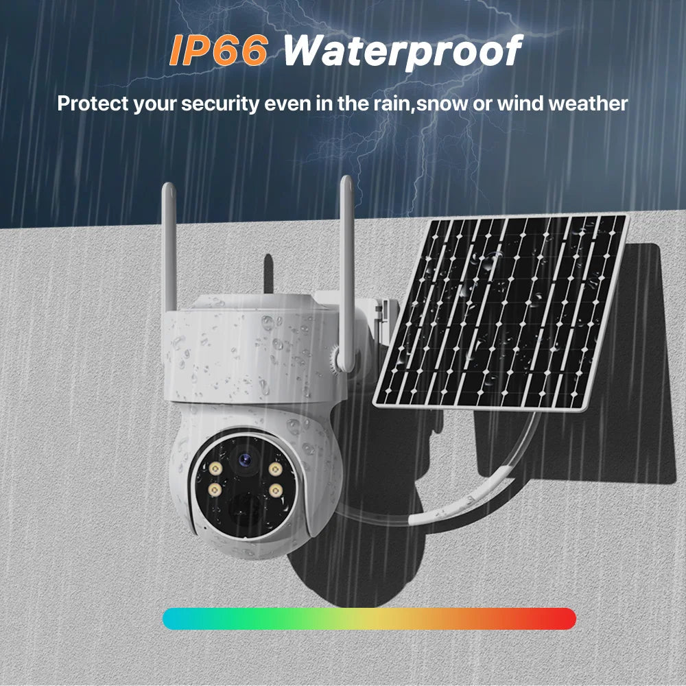 Caméra IP Solaire PTZ 4MP WiFi - Zoom 6X, Surveillance Extérieure 1080P