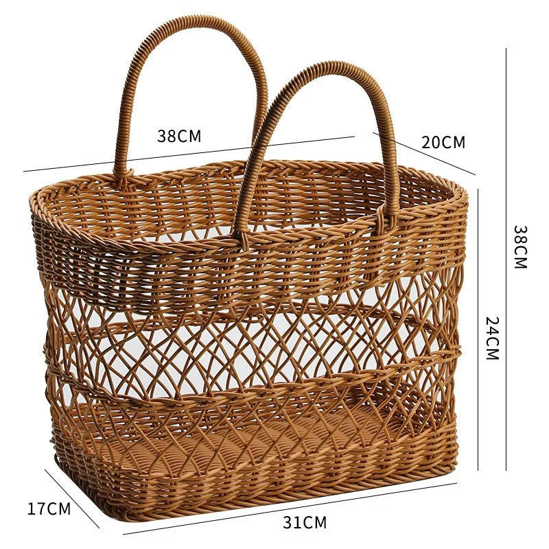 Panier tissé en rotin : luxe pour pique-nique et rangement