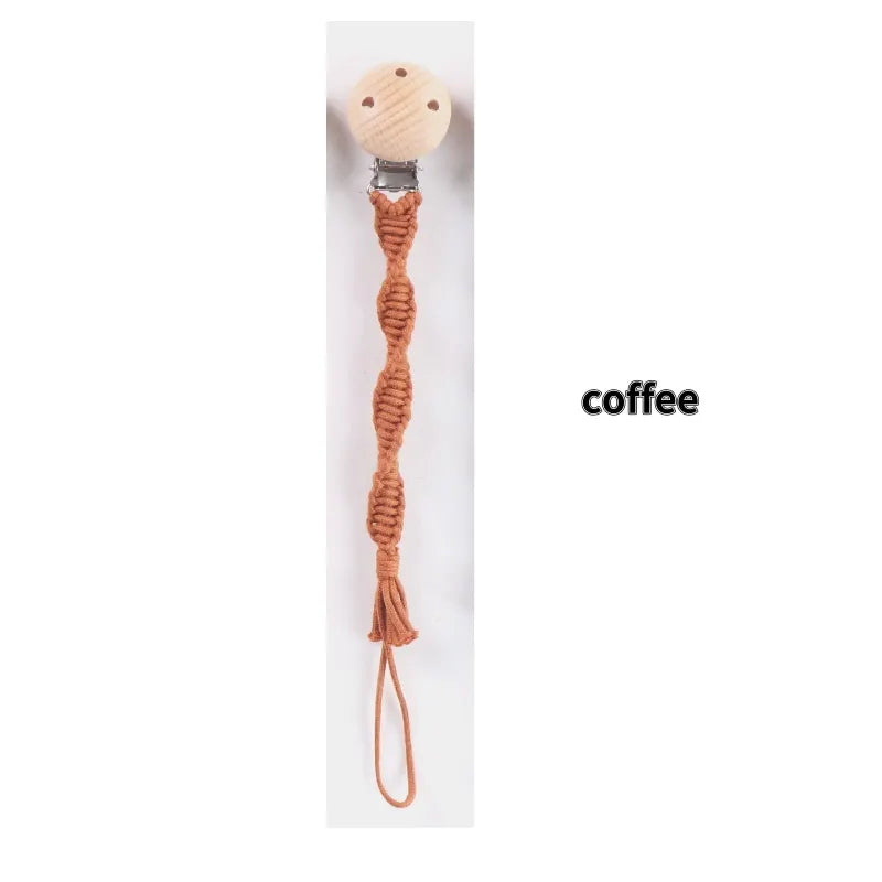 Porte-tétine en macramé et chanvre pour bébé - Tétine en coton artisanale