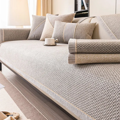 Coussin en coton et lin tissé antidérapant pour canapé - Housse 2024