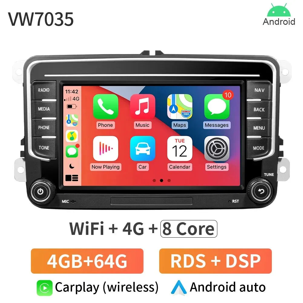 Autoradio GPS Android 13 pour VW, Skoda, Golf, Passat - 2Din
