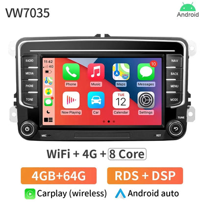 Autoradio GPS Android 13 pour VW, Skoda, Golf, Passat - 2Din