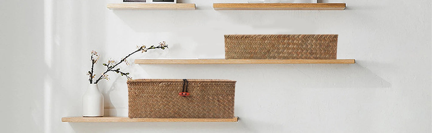 Panier de rangement tissé à la main avec couvercle - Organisateur élégant