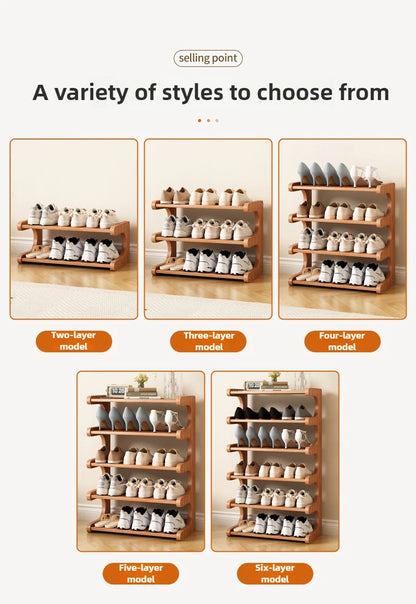 Étagère à chaussures en bois multi-niveaux pour rangement pratique