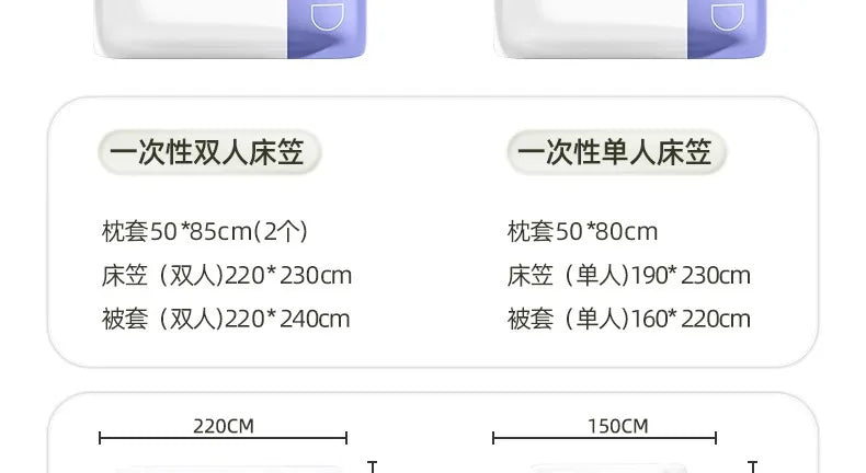 Draps de lit jetables Non tissés avec taies d'oreiller - Voyage Hôtel