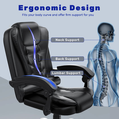 Chaise de Bureau Ergonomique Naspaluro en Cuir PU - Dossier Haut Pivotant