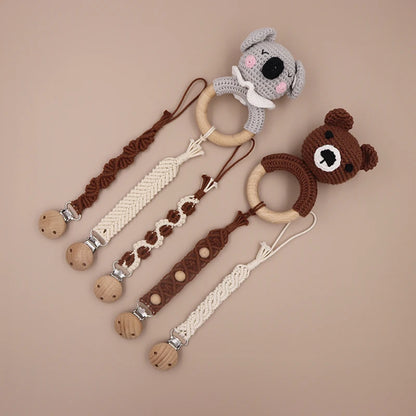 Porte-tétine en macramé et chanvre pour bébé - Tétine en coton artisanale