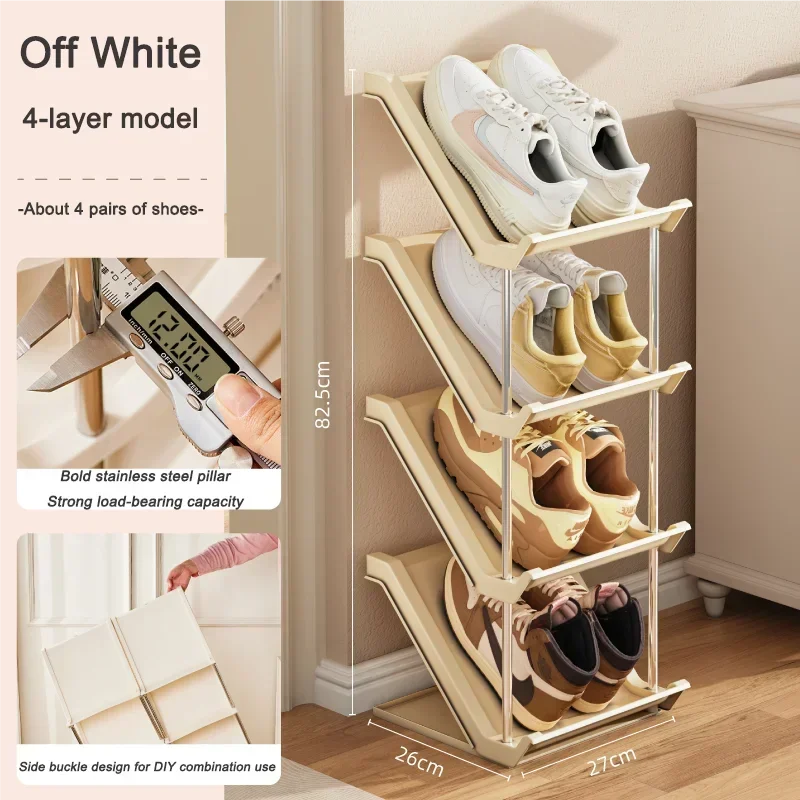 Étagère à chaussures empilable étroite pour un rangement optimal