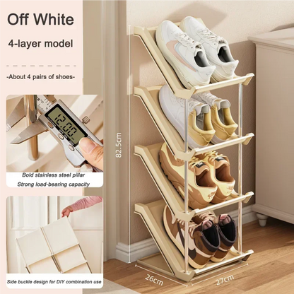 Étagère à chaussures empilable étroite pour un rangement optimal