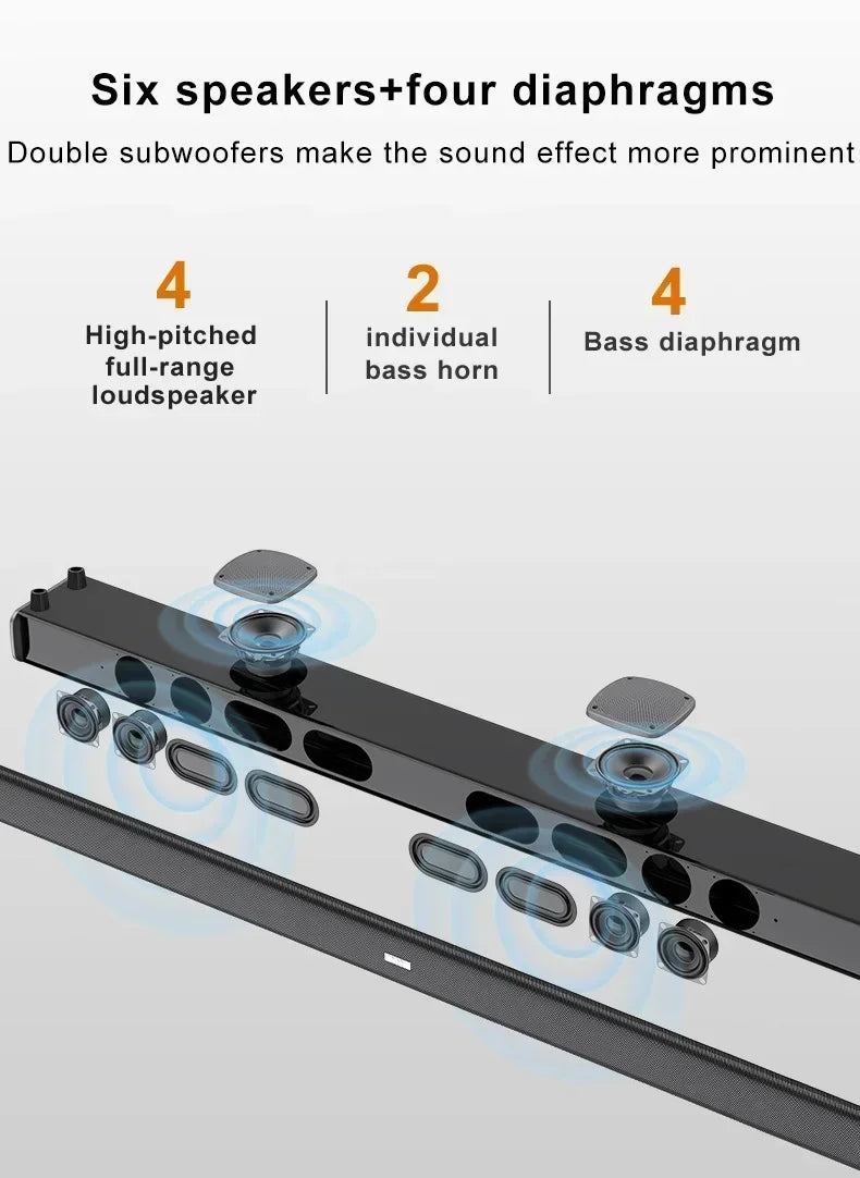 Barre de son 9D avec caisson de basses, Bluetooth & HDMI