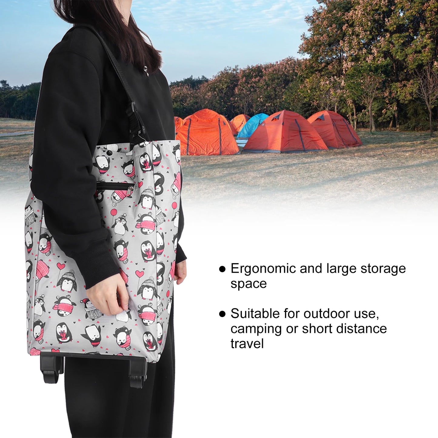 Chariot de Shopping Pliable avec Roulettes pour Homme - Pratique et Fonctionnel