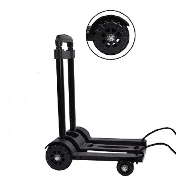 Chariot de courses pliable 2/4 roues avec tige de traction