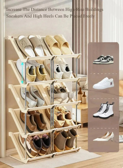 Étagère à chaussures empilable étroite pour un rangement optimal