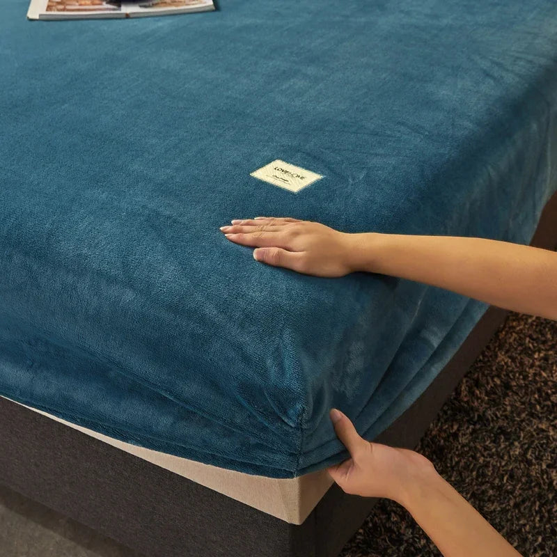 Drap-housse en peluche douce OKHOME - Literie chaude et luxueuse
