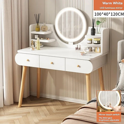 Coiffeuse moderne avec miroir et rangement, petite et élégante