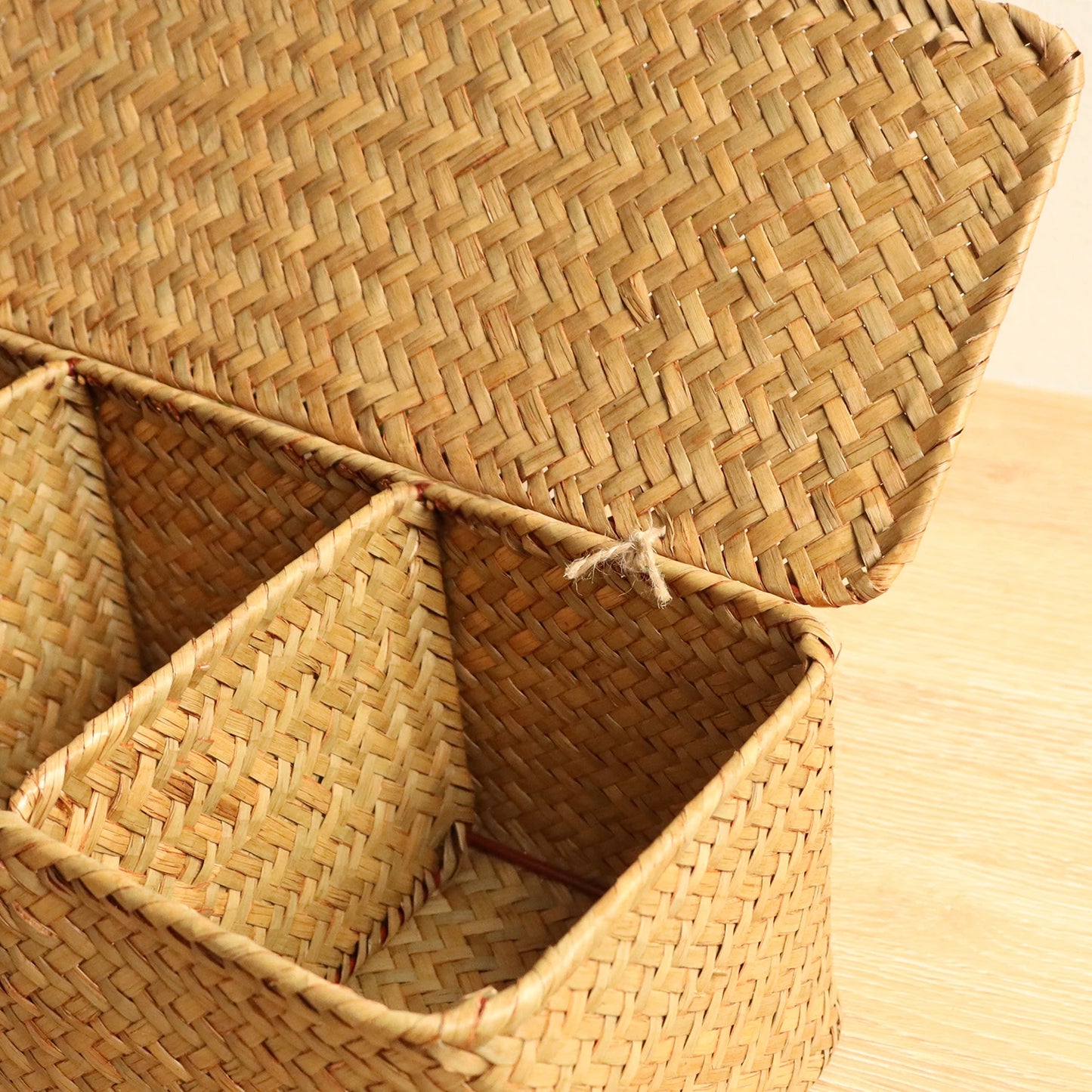 Panier de rangement tissé à la main avec couvercle - Organisateur élégant