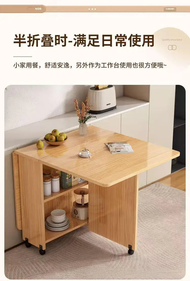 Table à Manger Pliante en Bois Massif - Table Rectangulaire Multifonction