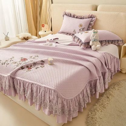 Ensemble de couvre-lit d'été brodé chic - léger et doux, 1 à 3 pièces