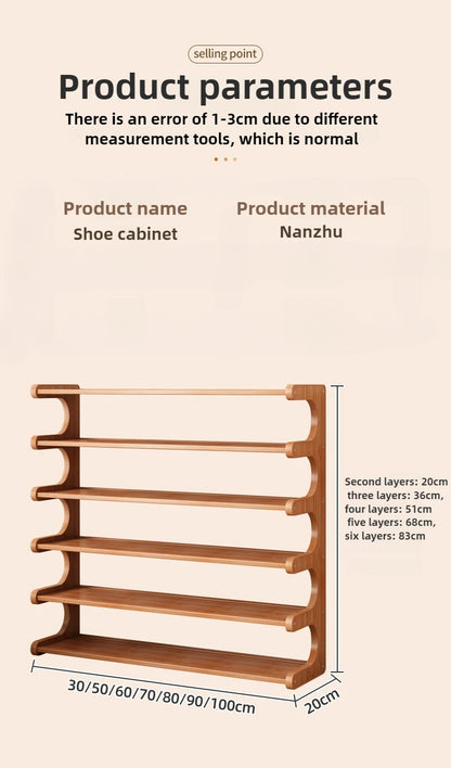 Étagère à chaussures en bois multi-niveaux pour rangement pratique