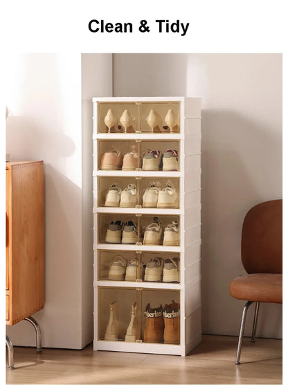 Boîte de rangement à chaussures pliable en plastique transparente