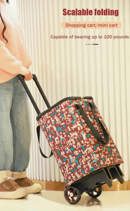 Chariot de courses pliant léger, étanche et grande capacité